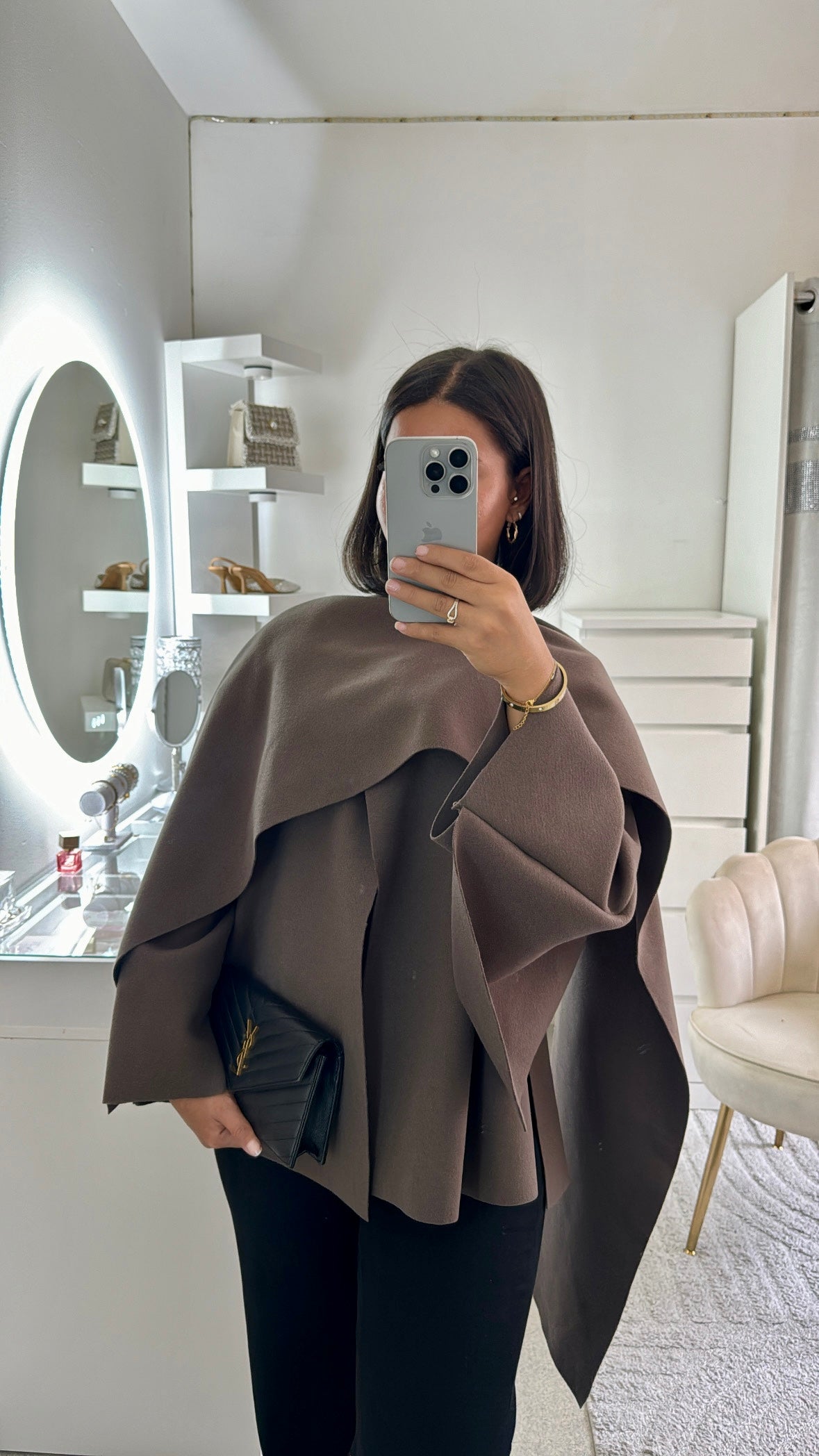 Veste avec écharpe intégré marron