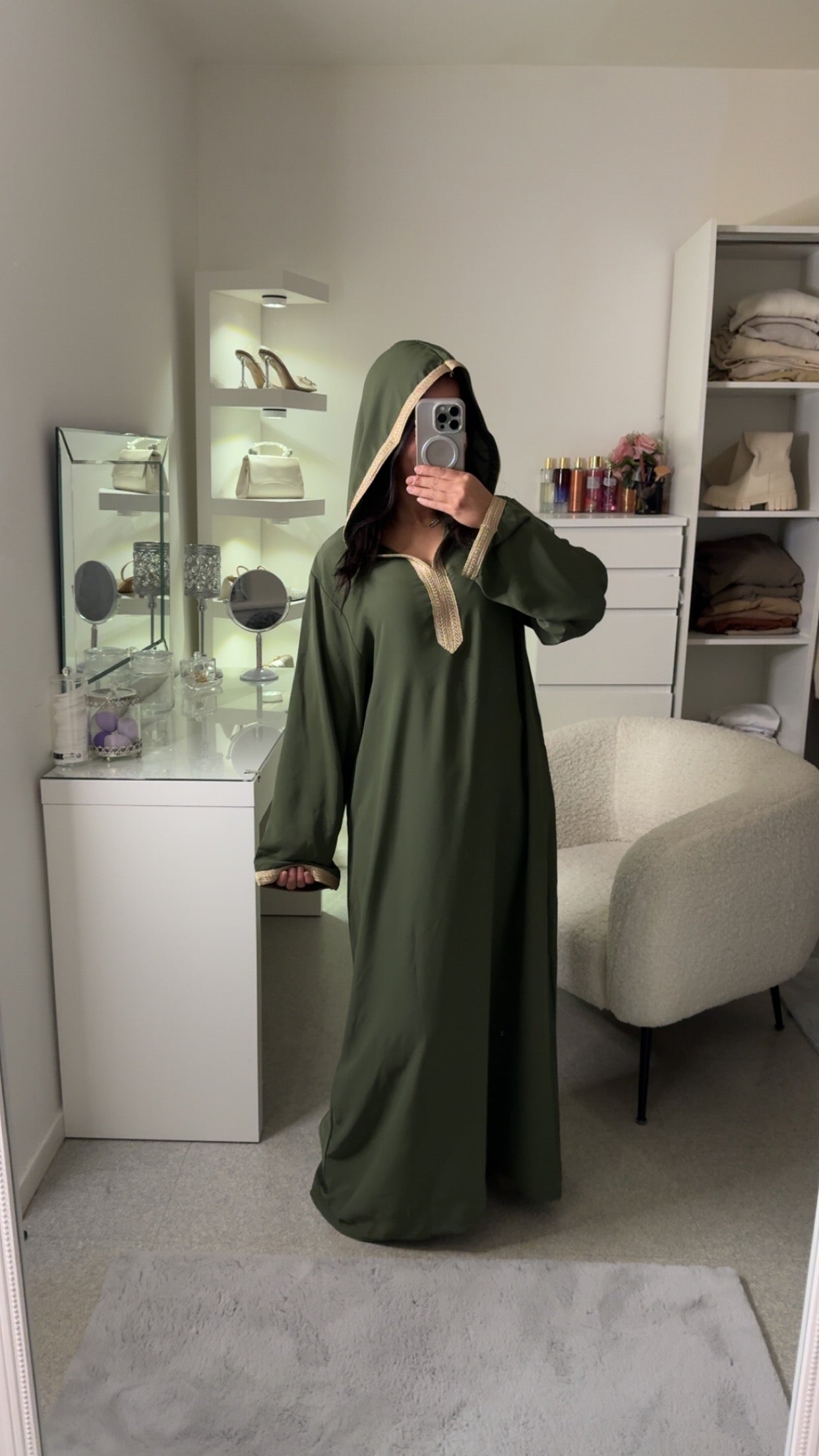 Abaya avec capuche vert