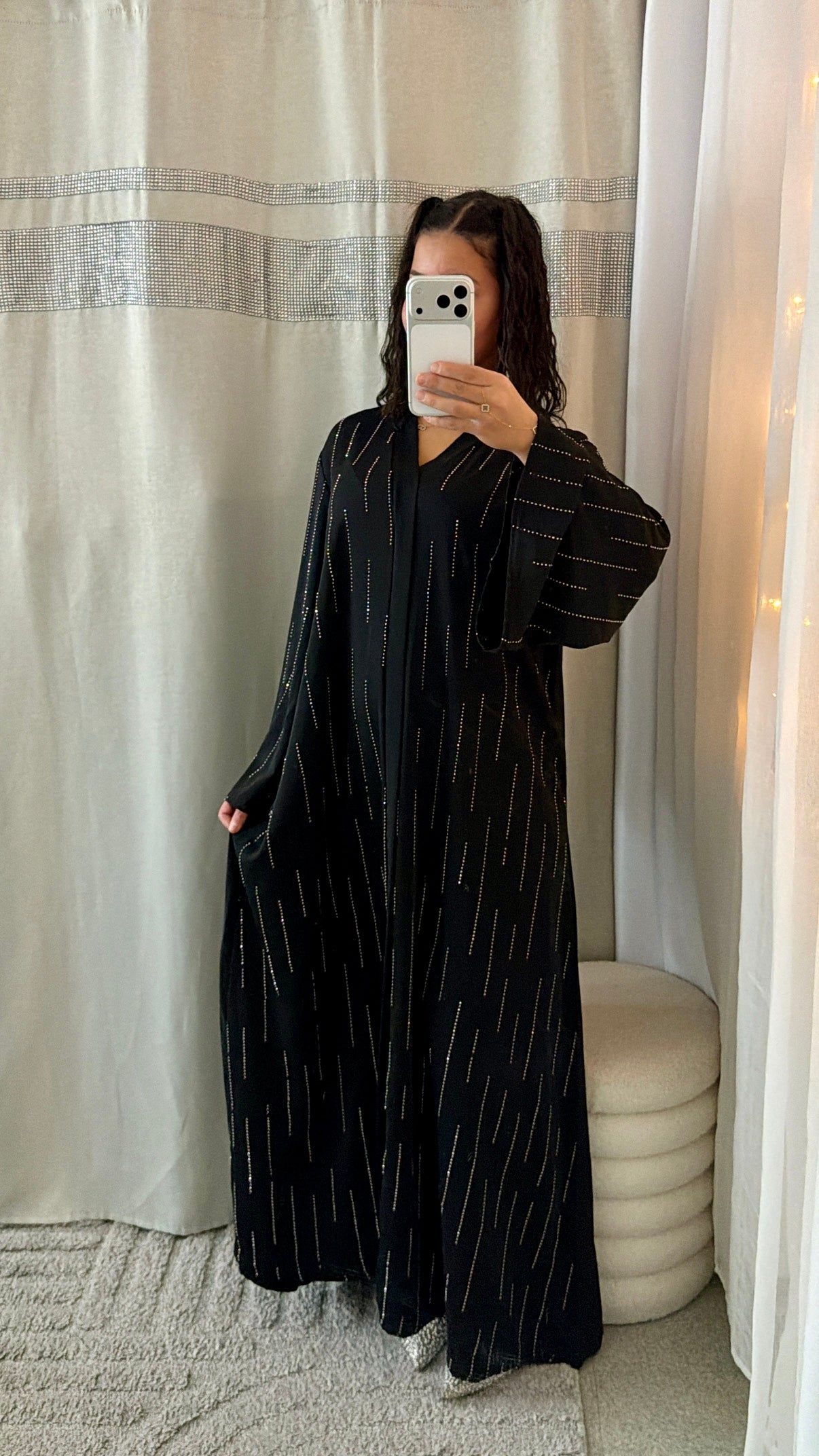 Abaya Inaya à strass noir