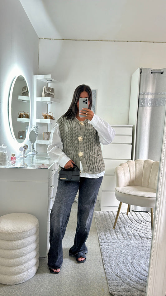 Top Imani en laine manche courte vert