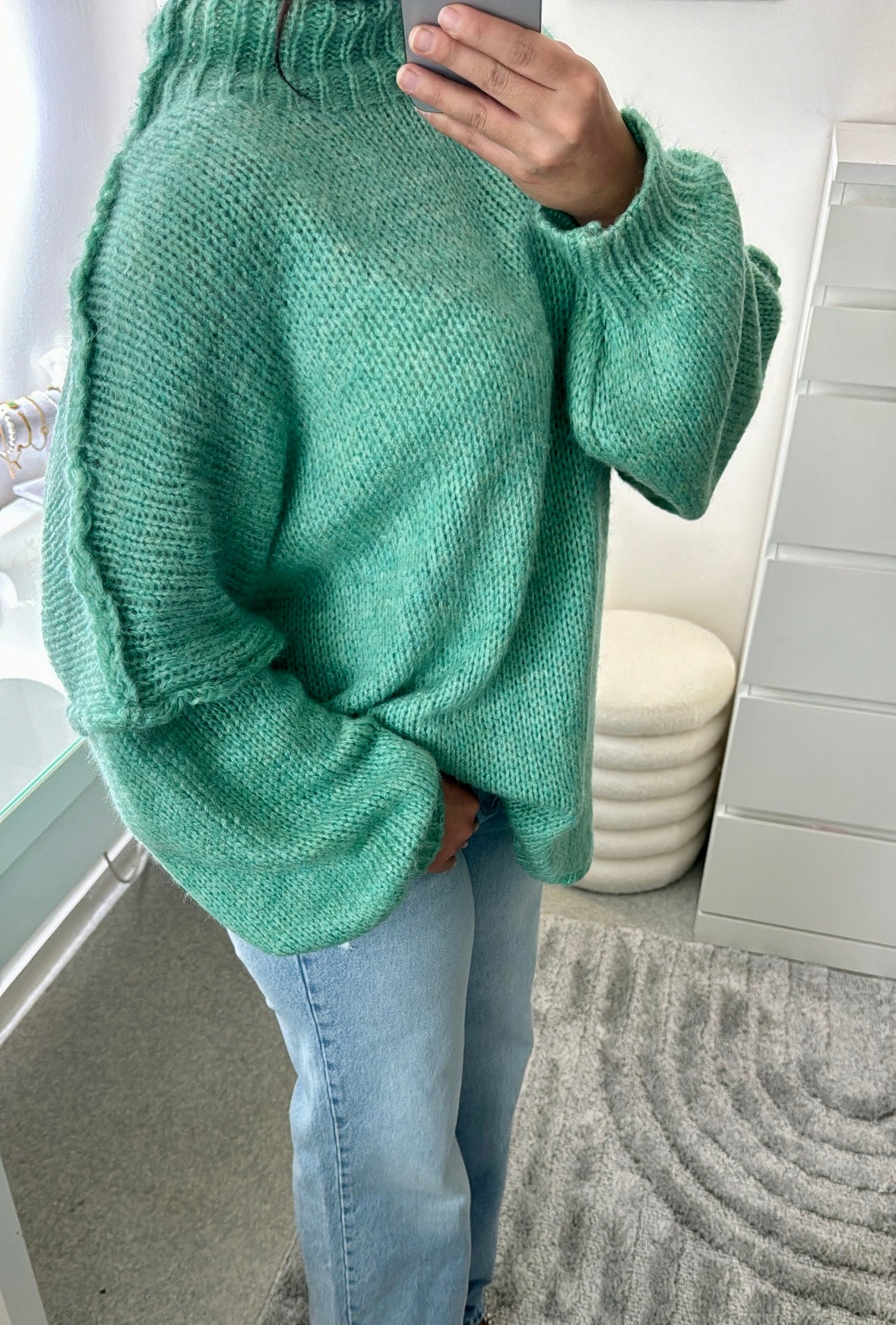 Pull épais en maille vert