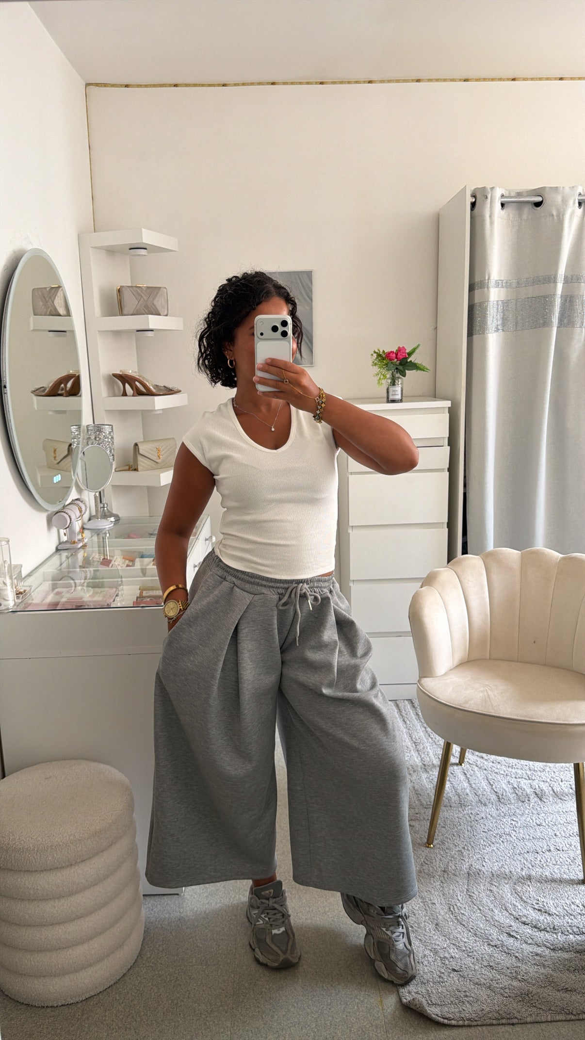 Jogging wide leg en gris