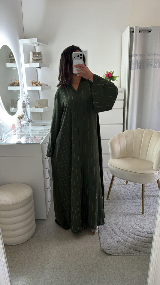 Abaya Inaya avec strass vert