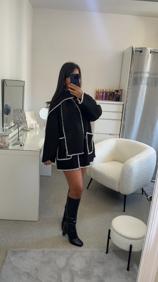 Veste avec écharpe noir