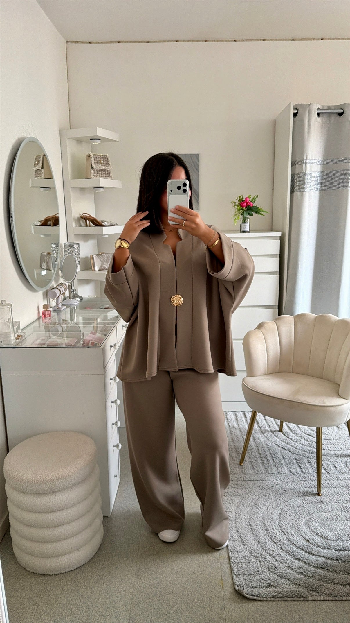 Ensemble amany version manches longues taupe