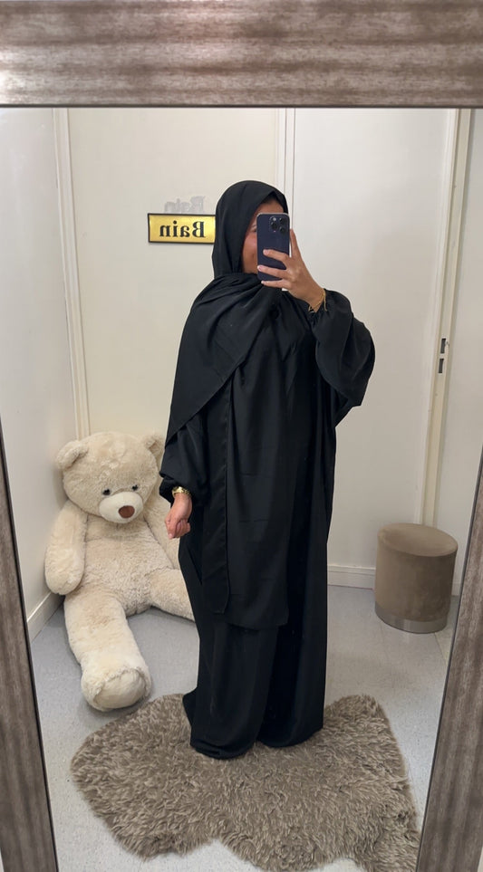 Abaya voile intégré noir