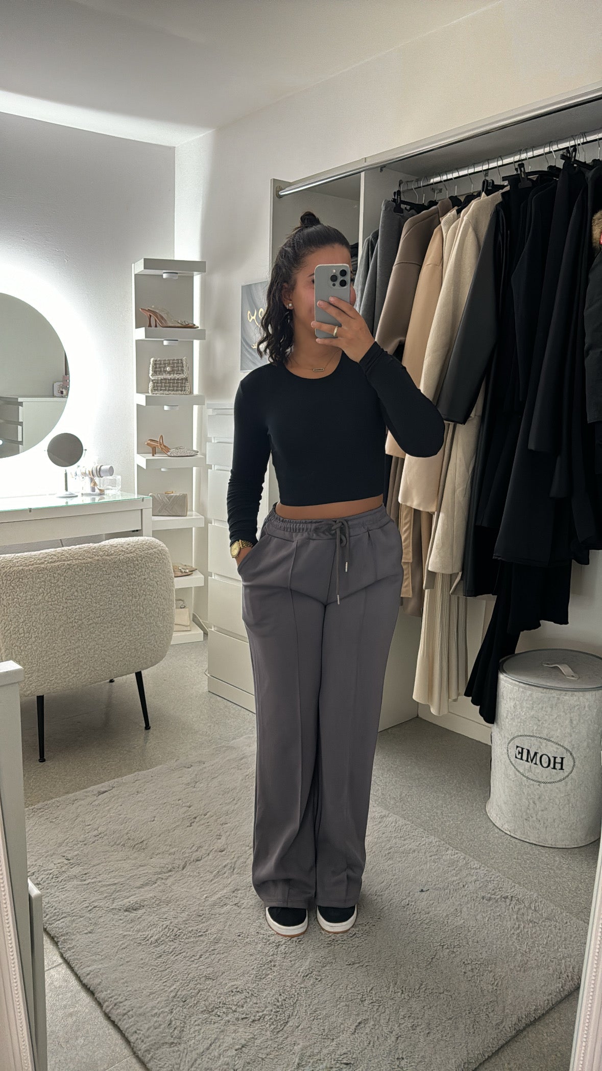 Jogging coupe droite gris