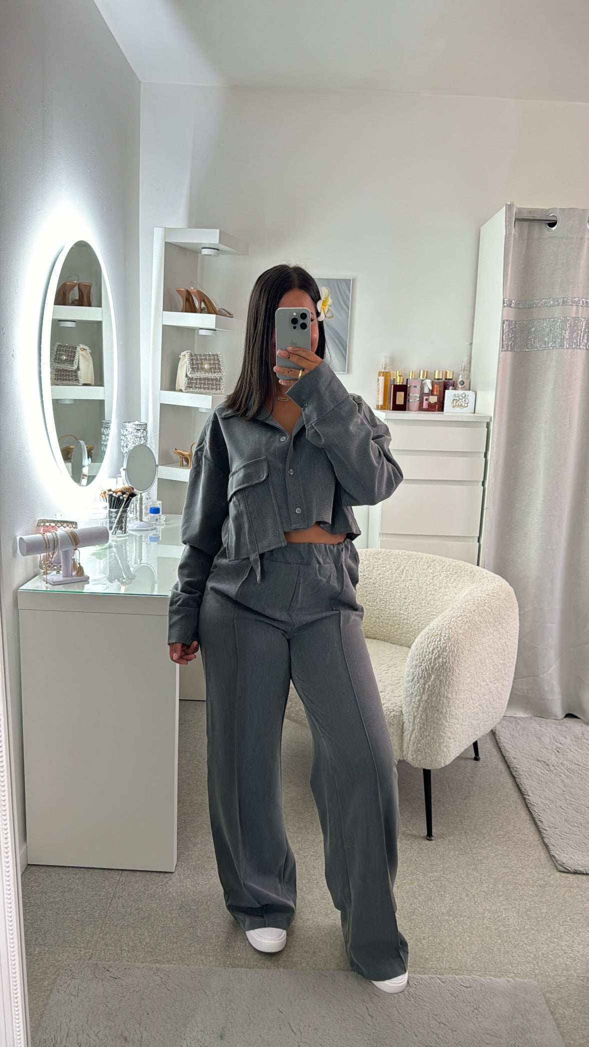 Ensemble set jogging élégant gris