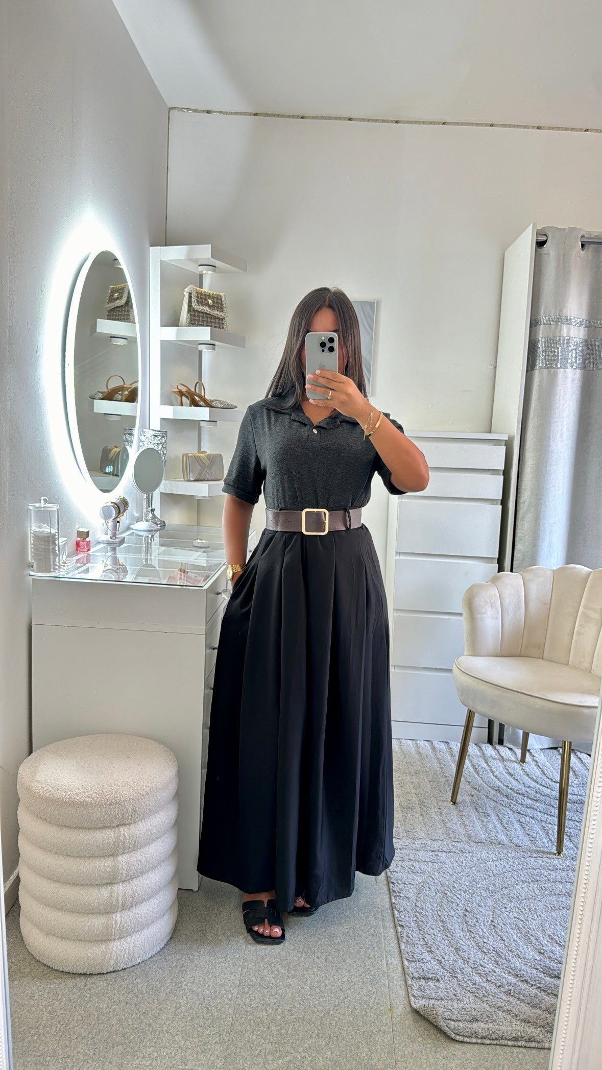 Robe Farida noir/gris