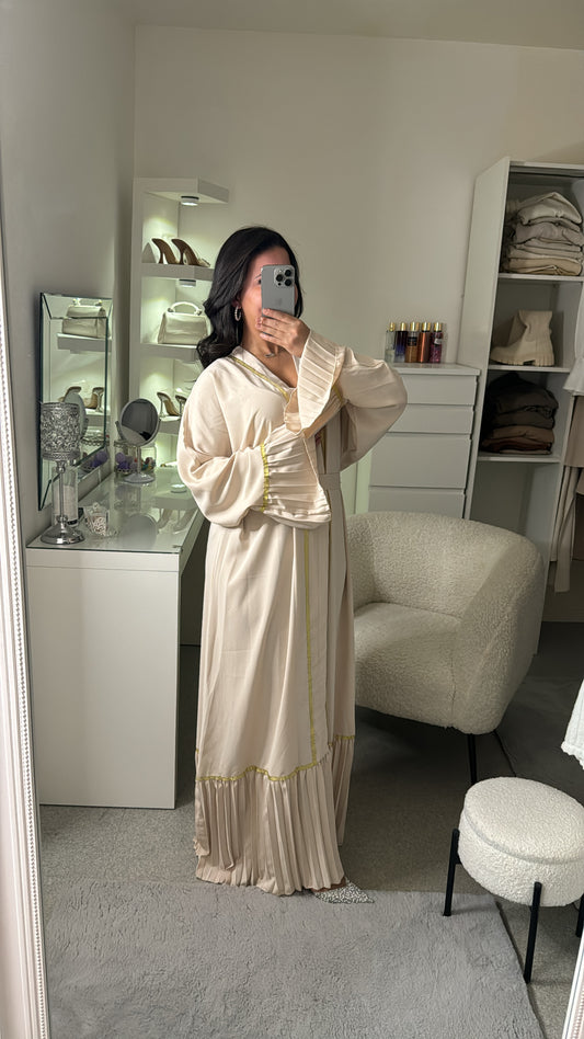 Abaya façon kimono beige