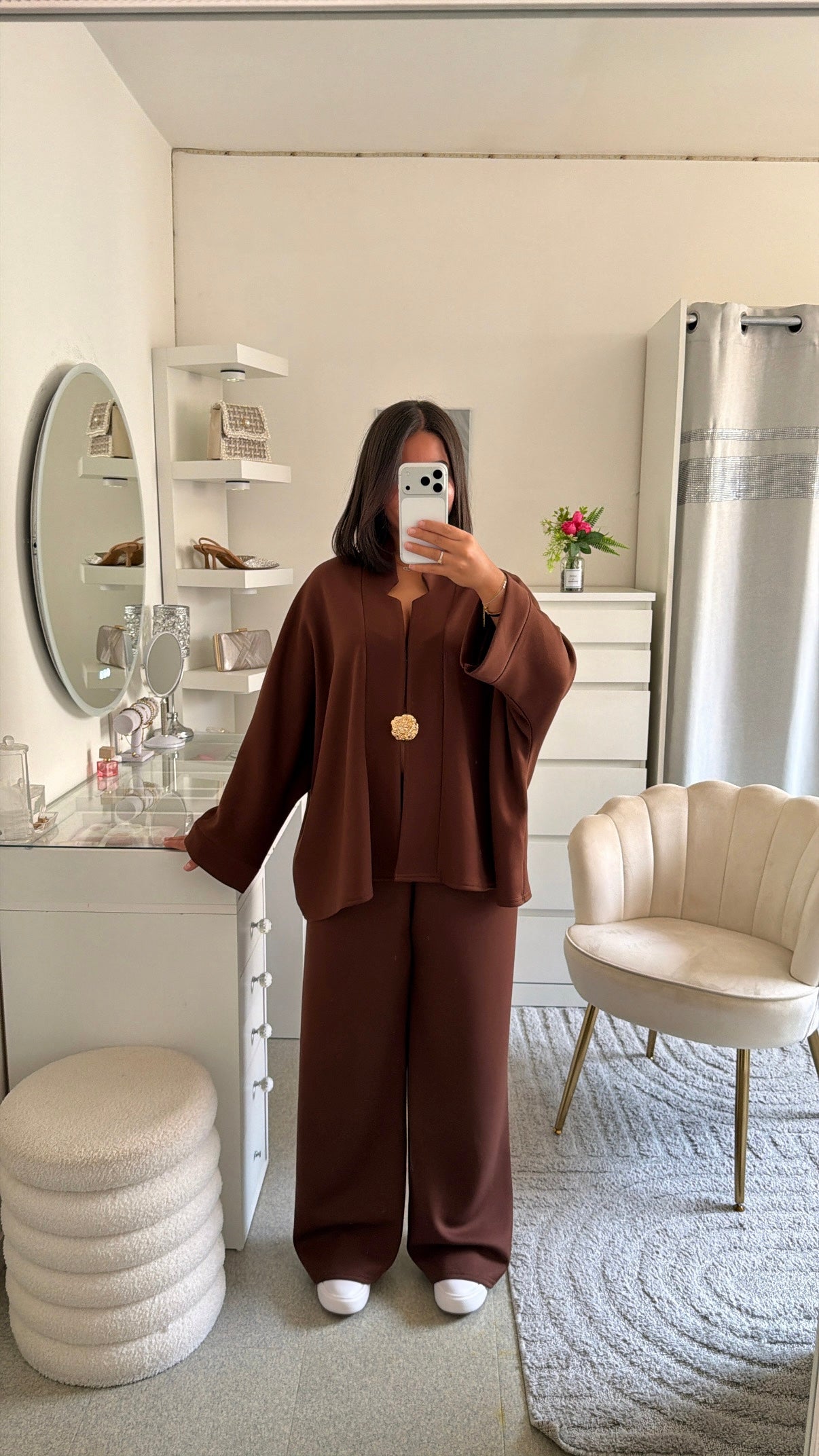 Ensemble amany version manches longues marron