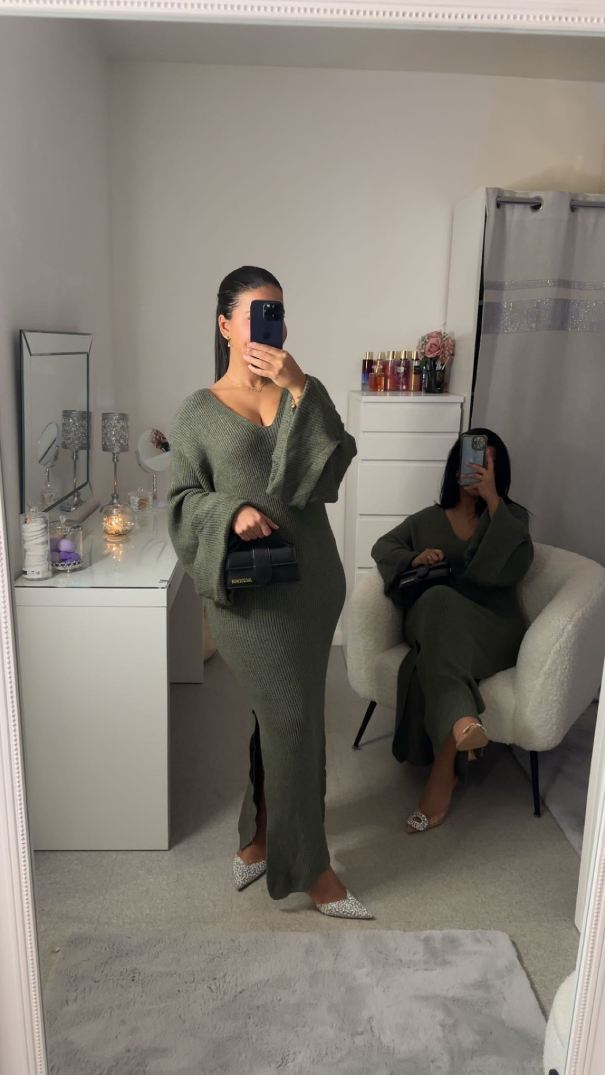 Robe à manche bouffante vert