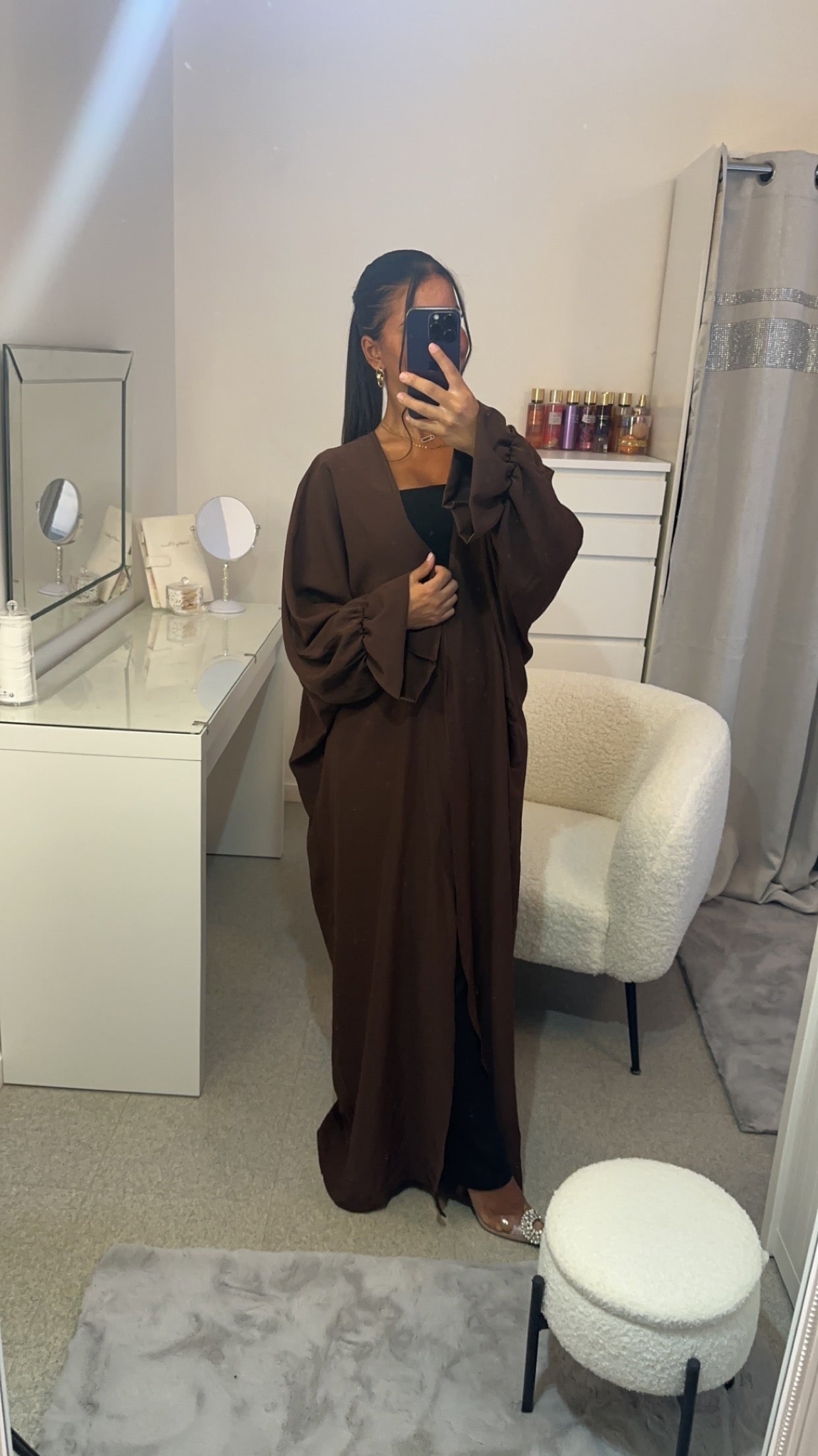 Kimono manche bouffante marron