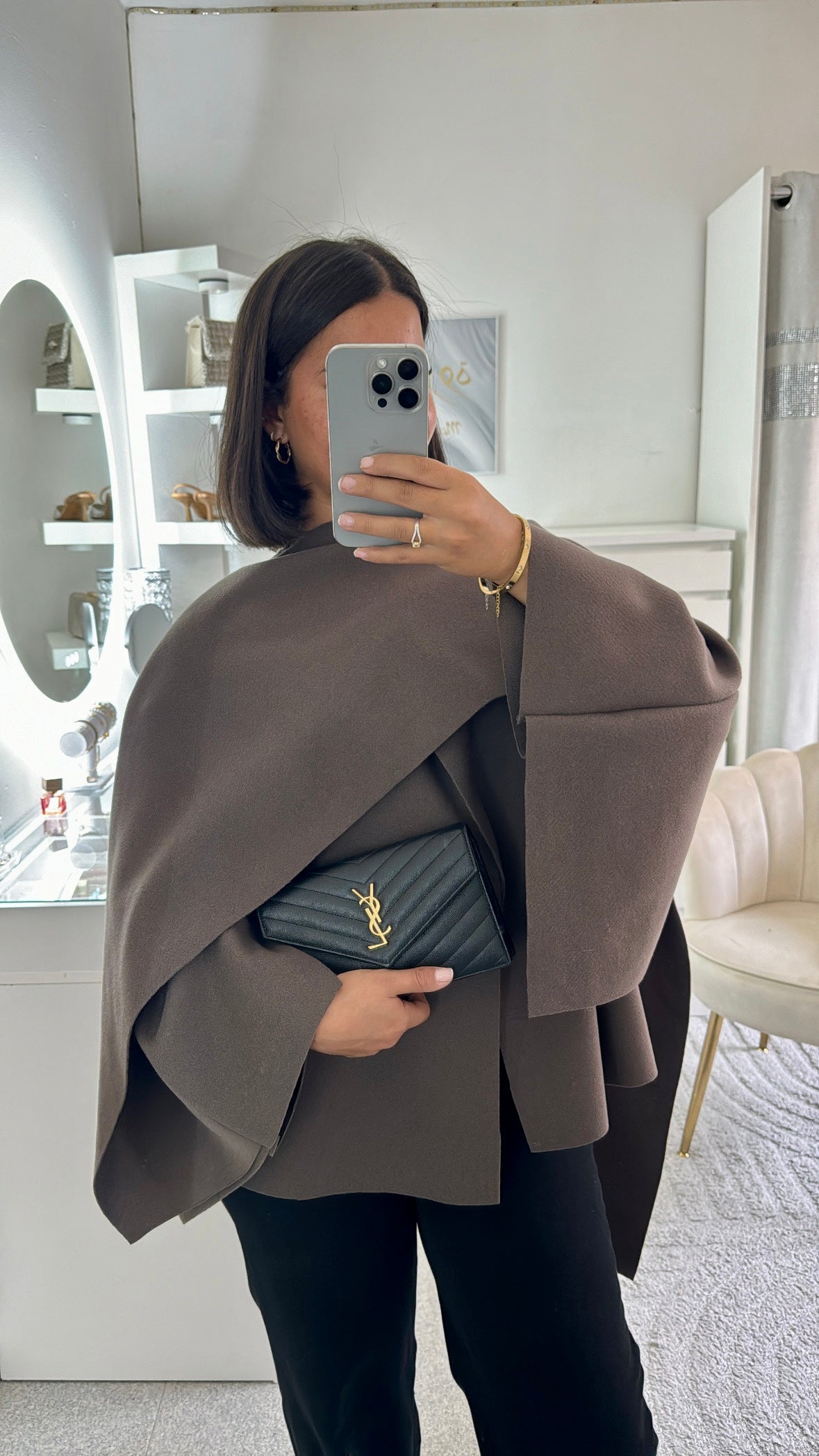 Veste avec écharpe intégré marron