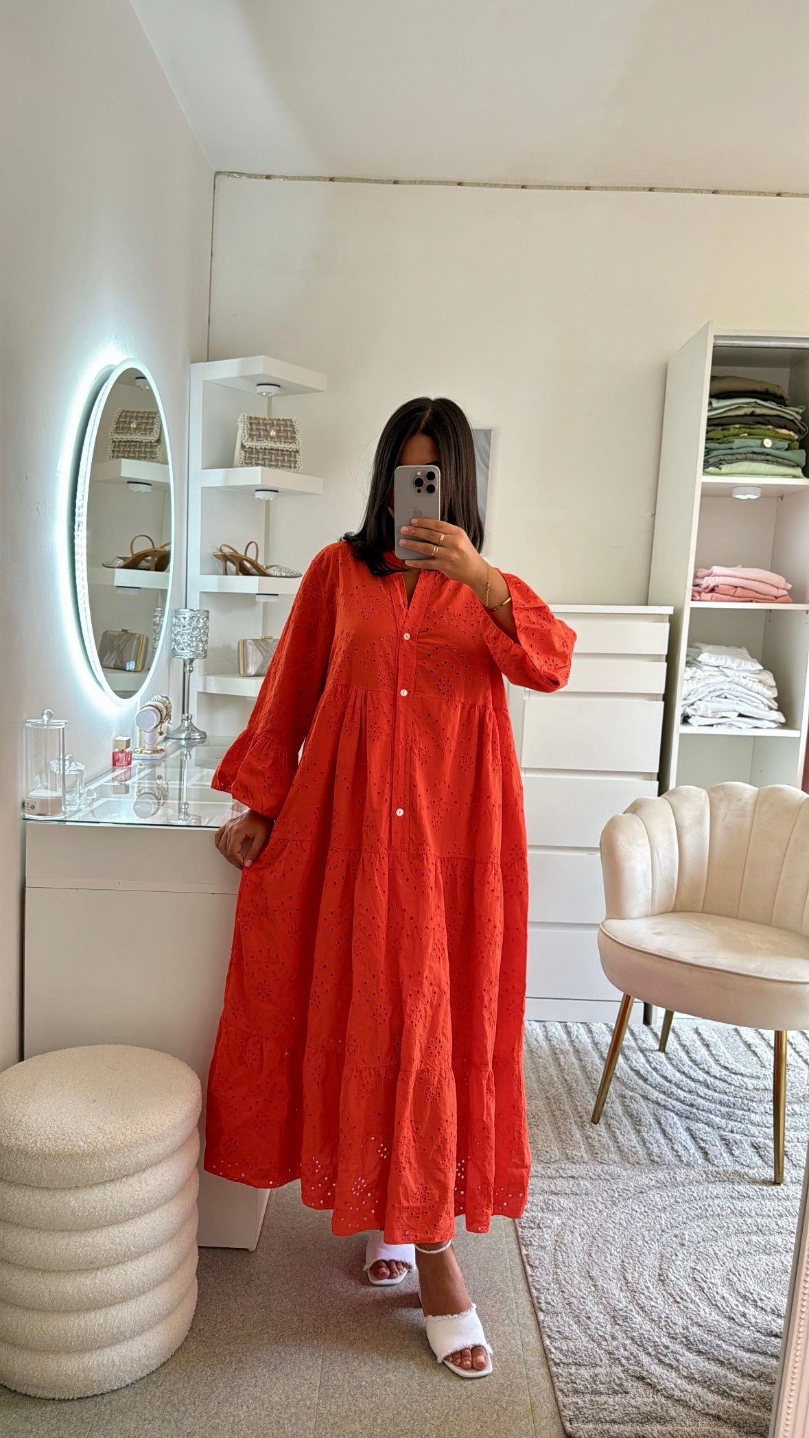 Robe broderie orange