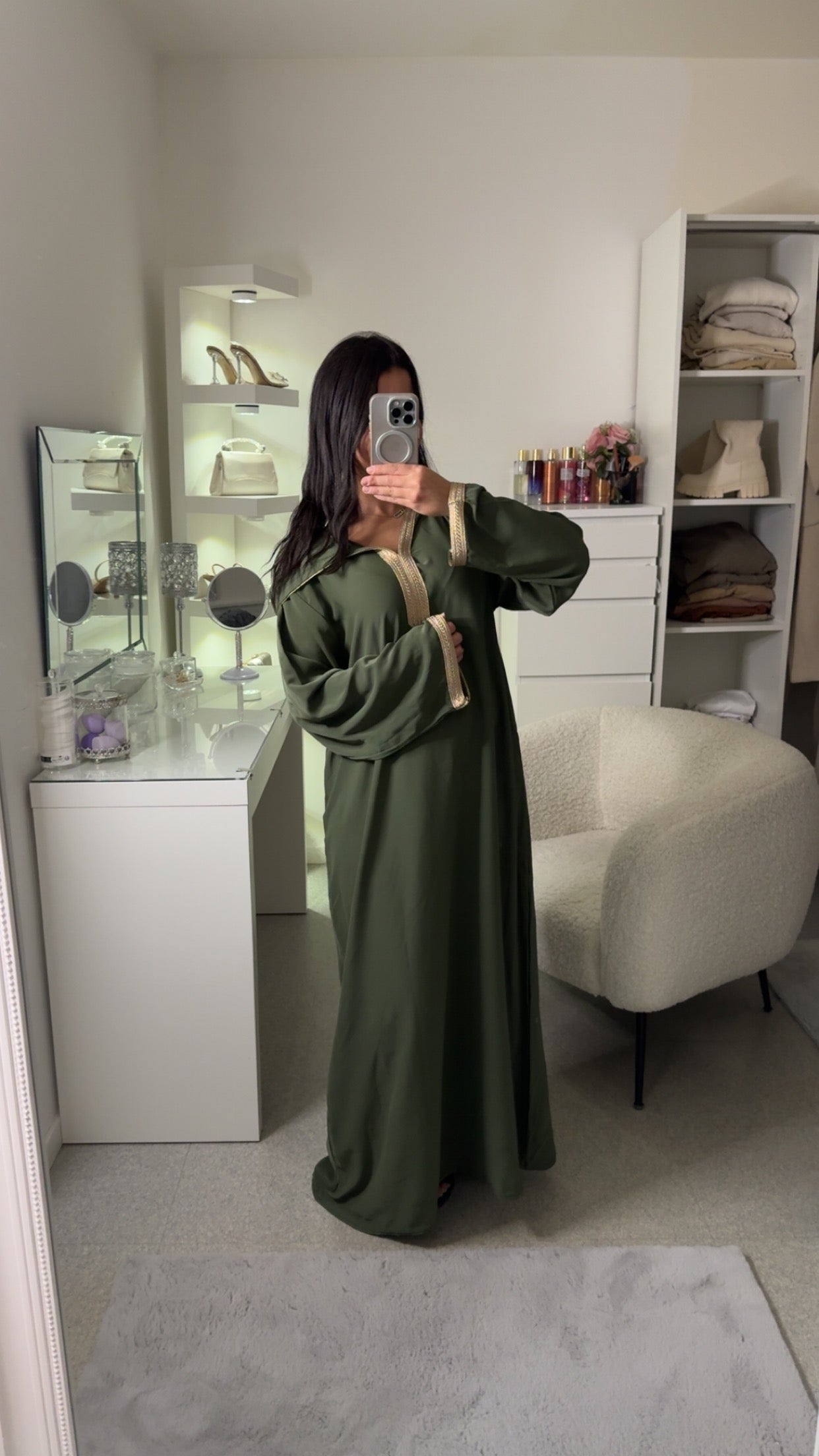 Abaya avec capuche vert
