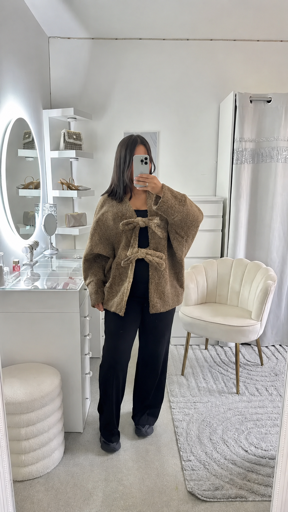 Gros gilet à noeud taupe