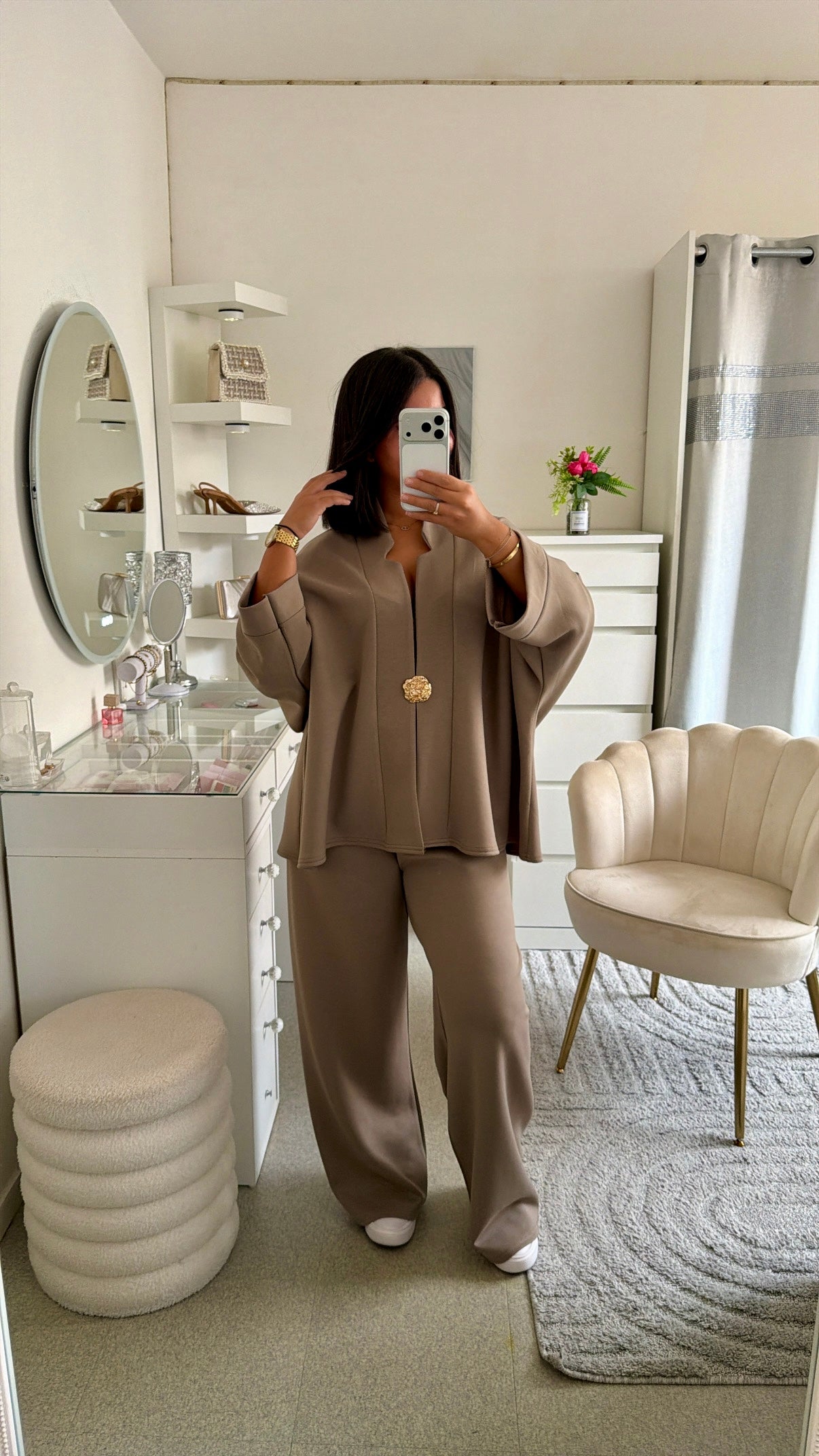 Ensemble amany version manches longues taupe