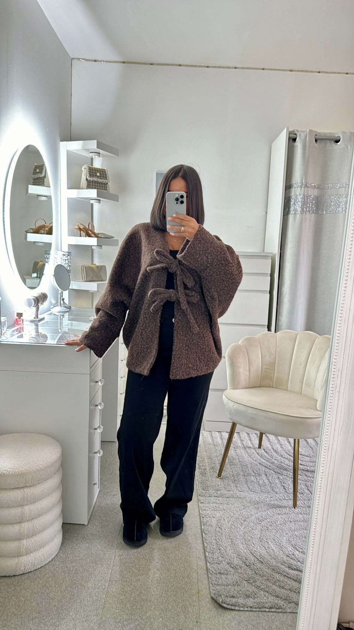 Gros gilet à noeud marron