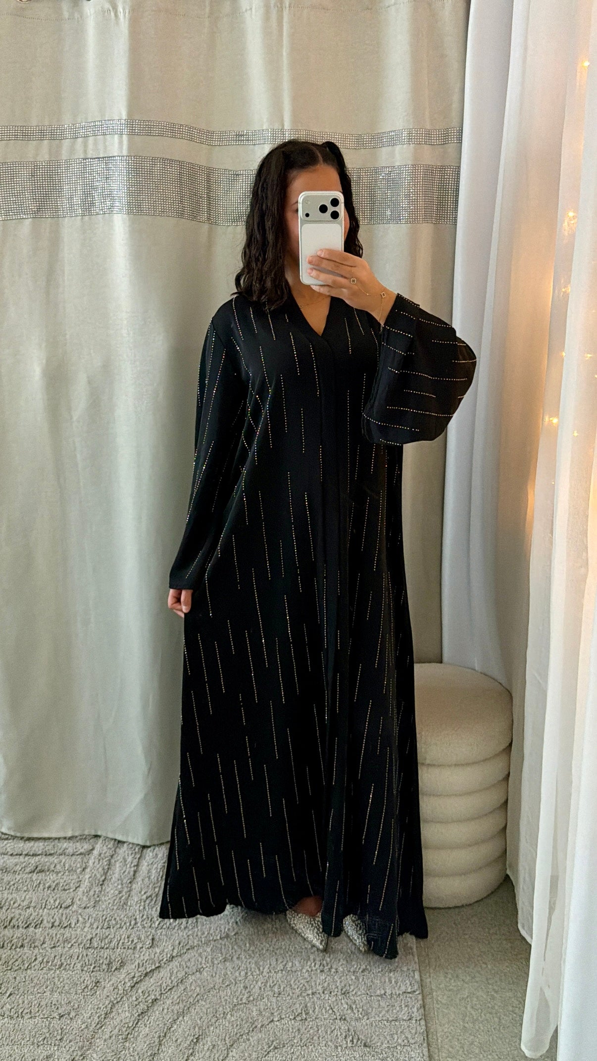 Abaya Inaya à strass noir