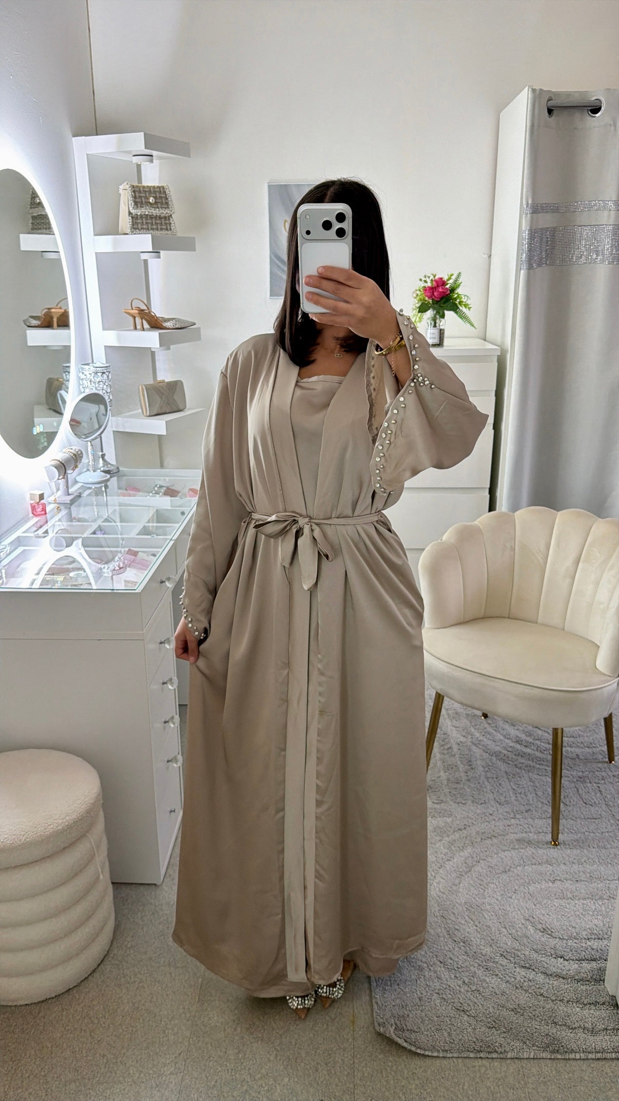 Abaya kimono Hajar taupe