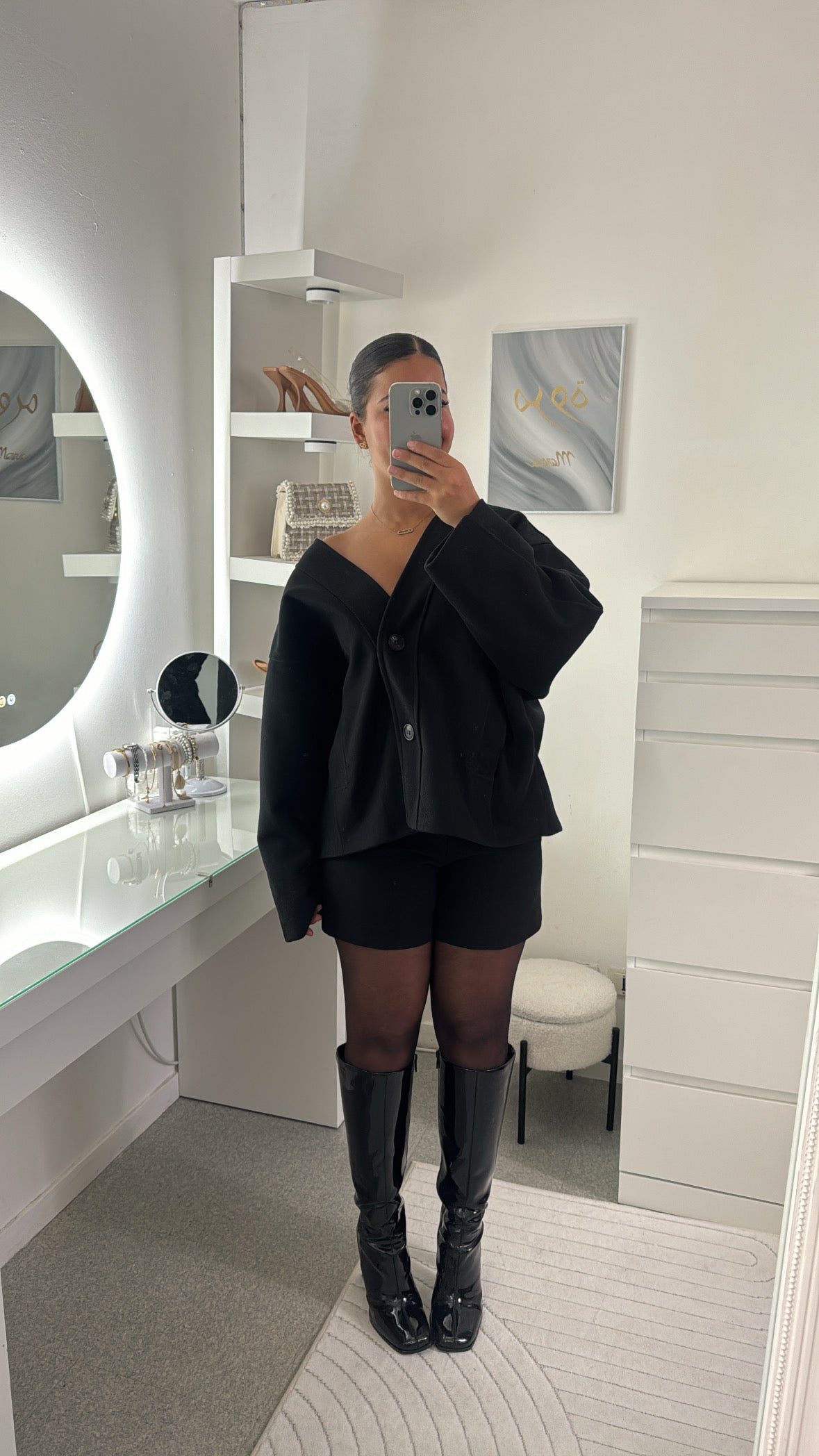 Veste oversize à bouton noir