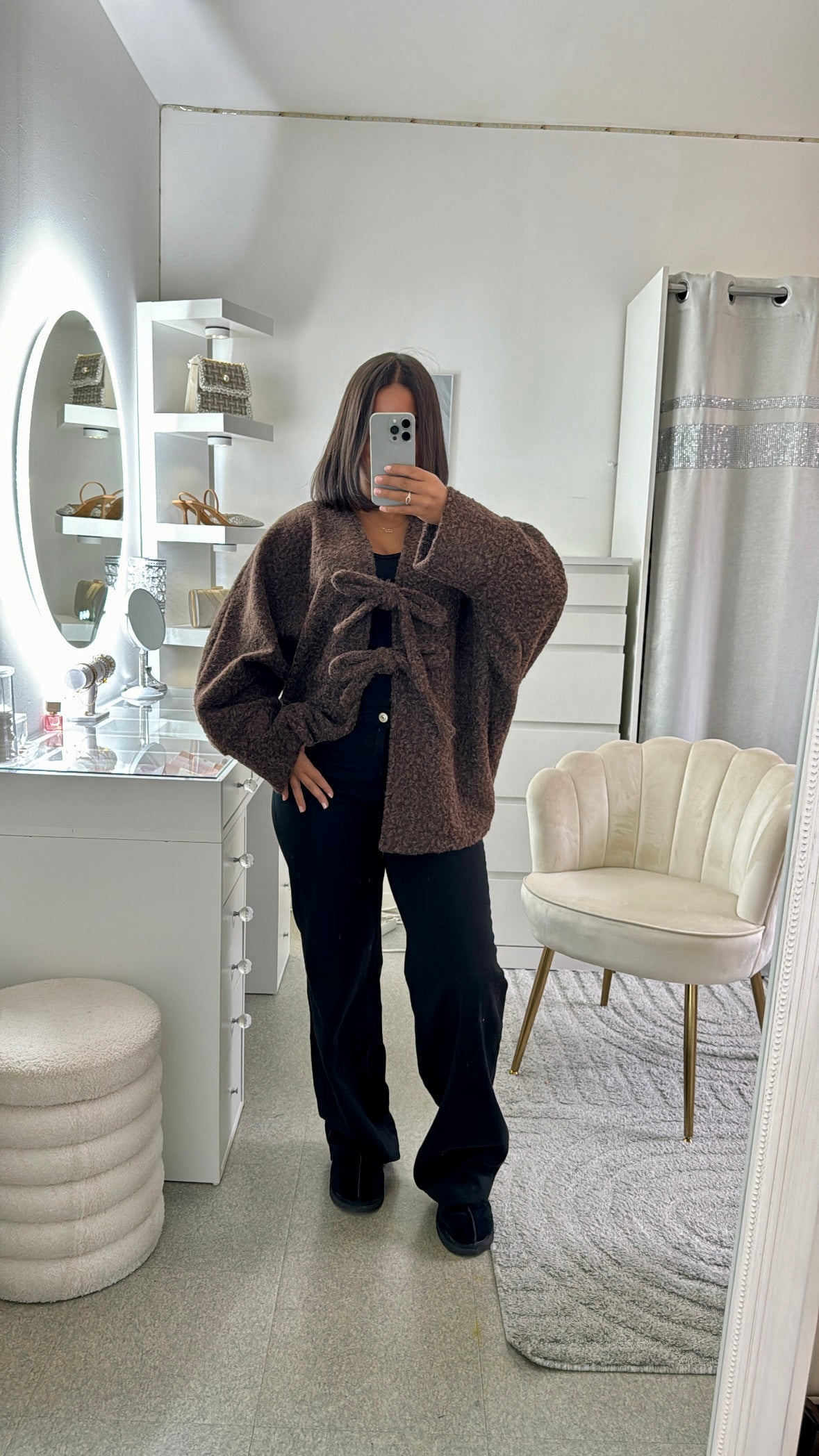 Gros gilet à noeud marron