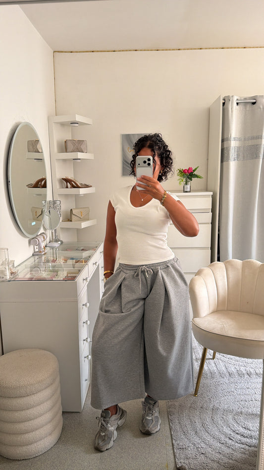 Jogging wide leg en gris