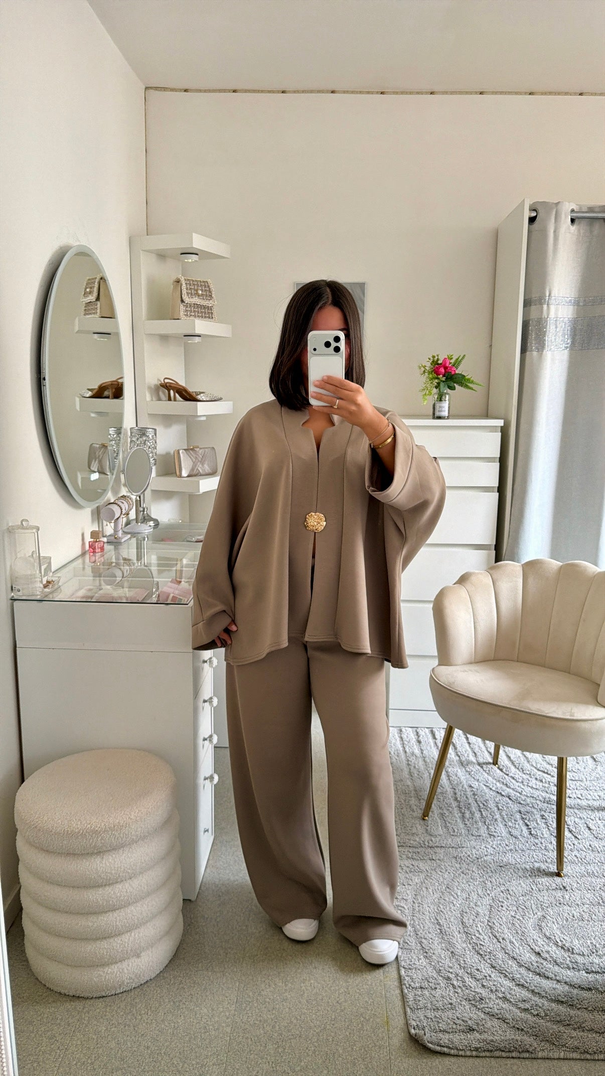 Ensemble amany version manches longues taupe