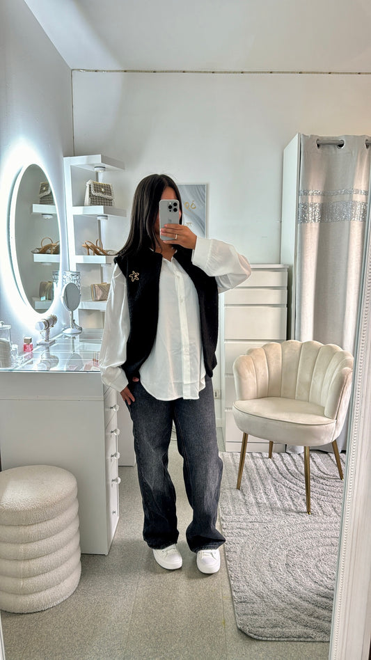 Chemise + sa veste noir Siham
