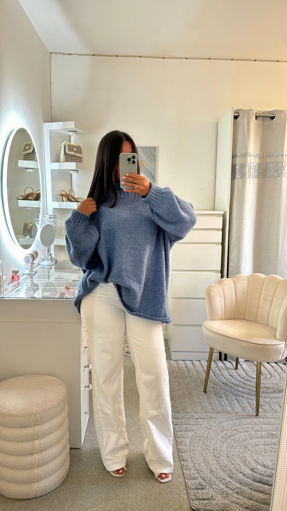 Pull épais long bleu