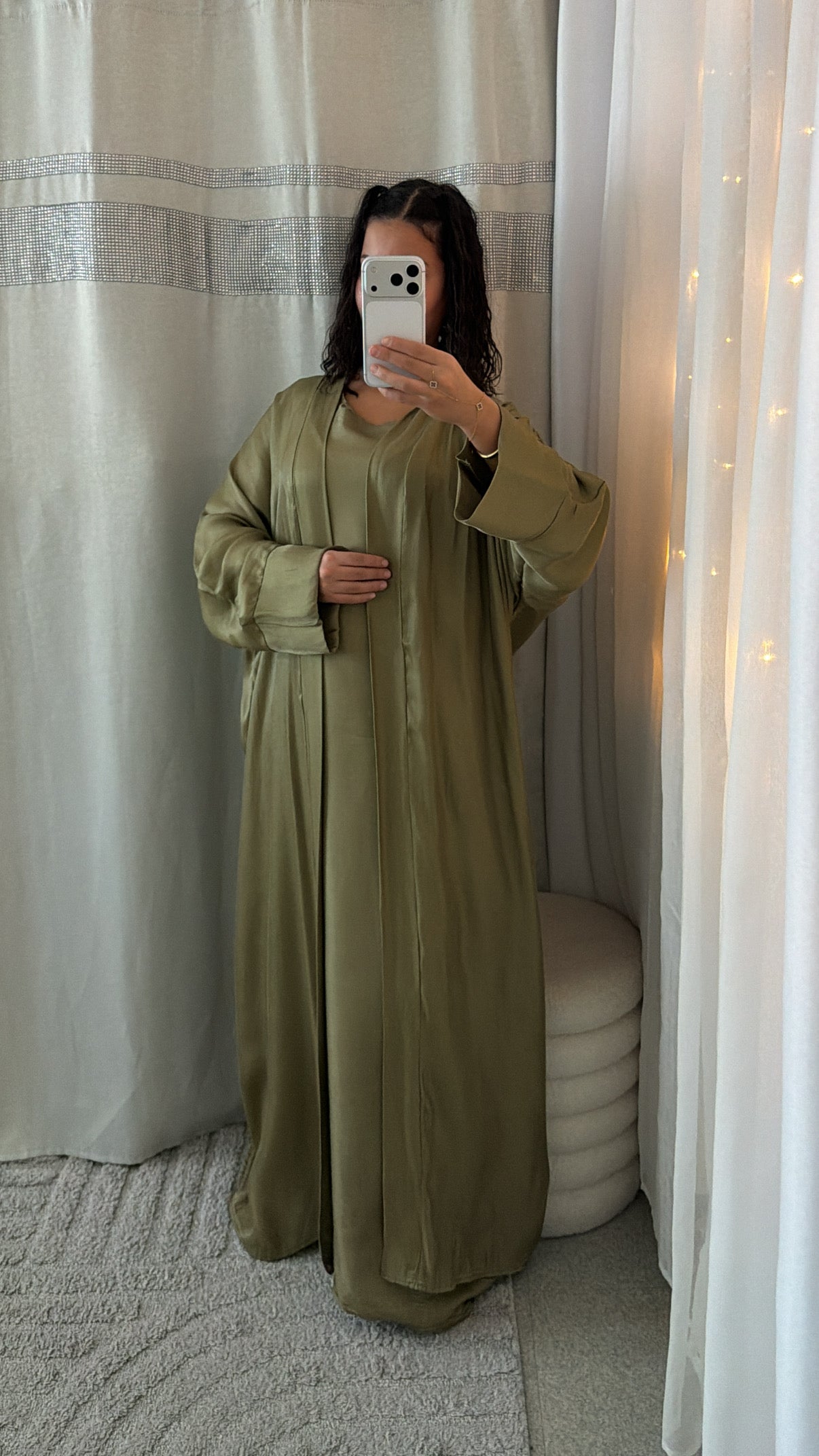Abaya satinée Mariame vert