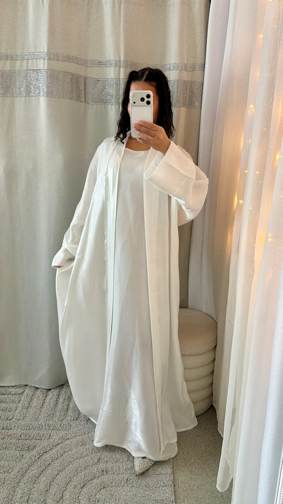 Abaya satinée Mariame blanc
