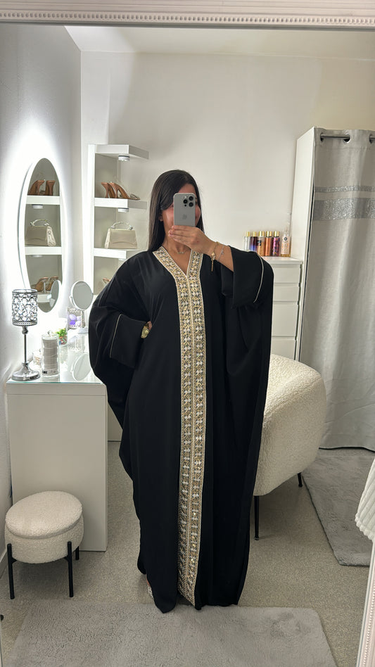Abaya avec strass noir