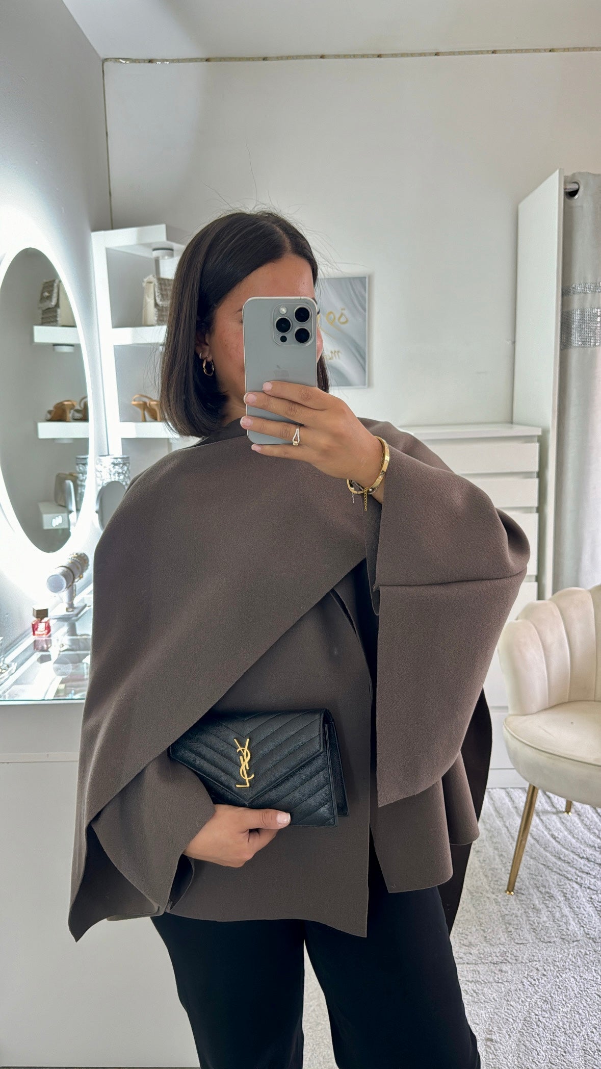 Veste avec écharpe intégré marron