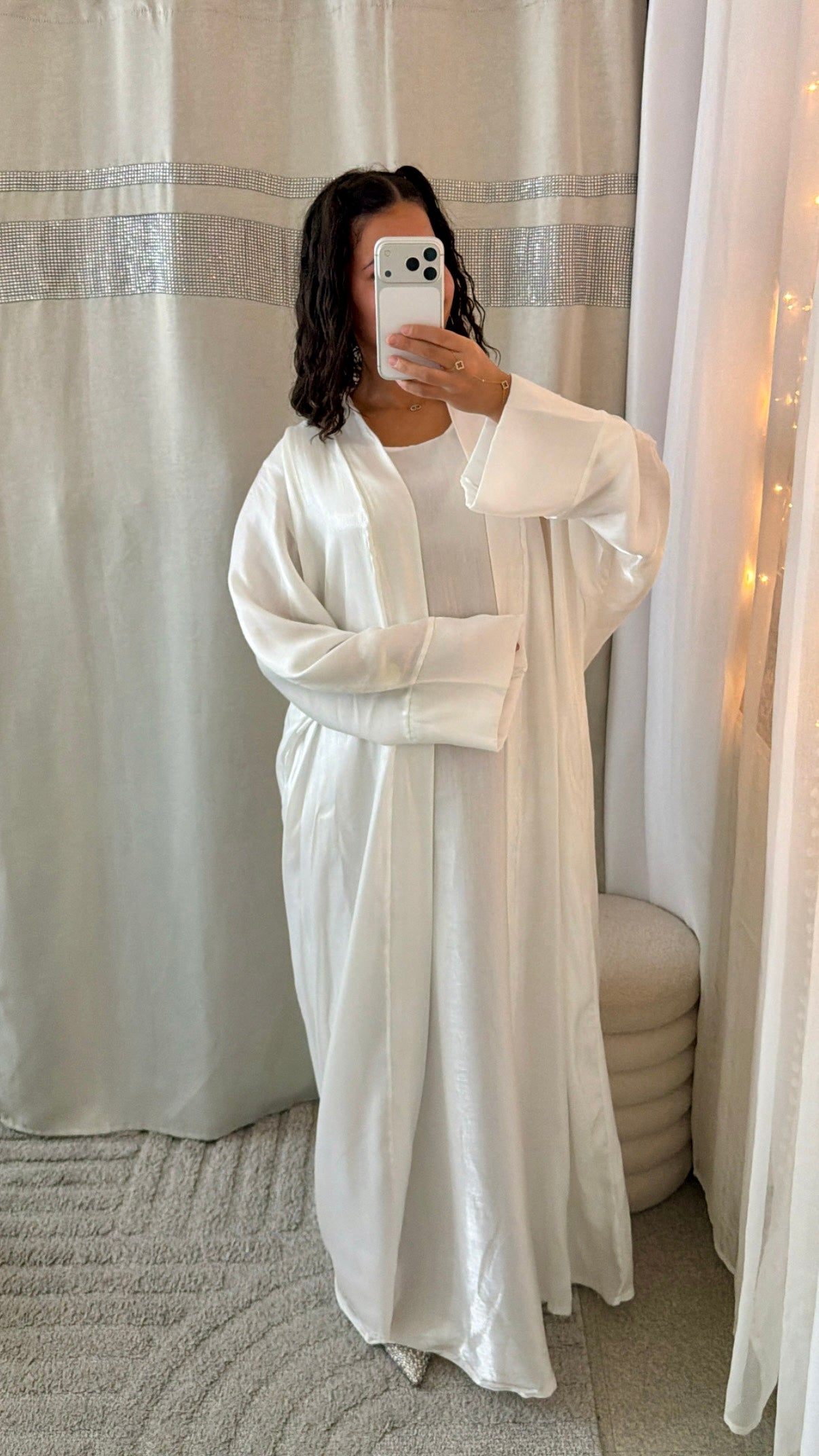 Abaya satinée Mariame blanc