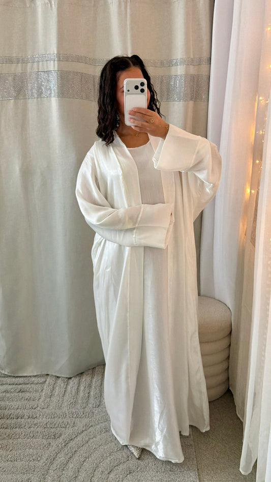Abaya satinée Mariame blanc