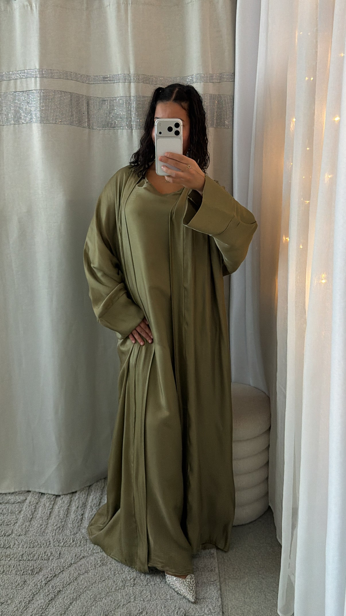 Abaya satinée Mariame vert