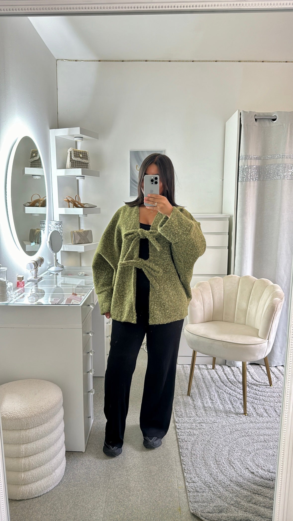 Gros gilet à noeud vert