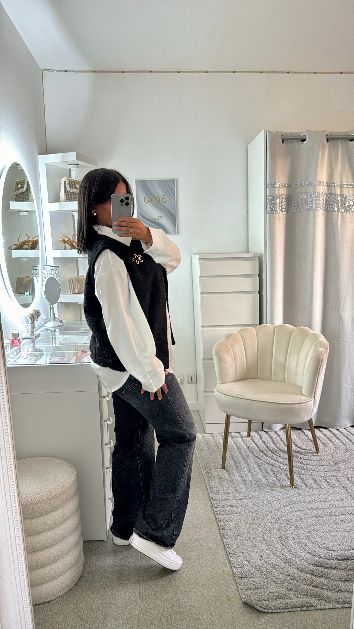 Chemise + sa veste noir Siham