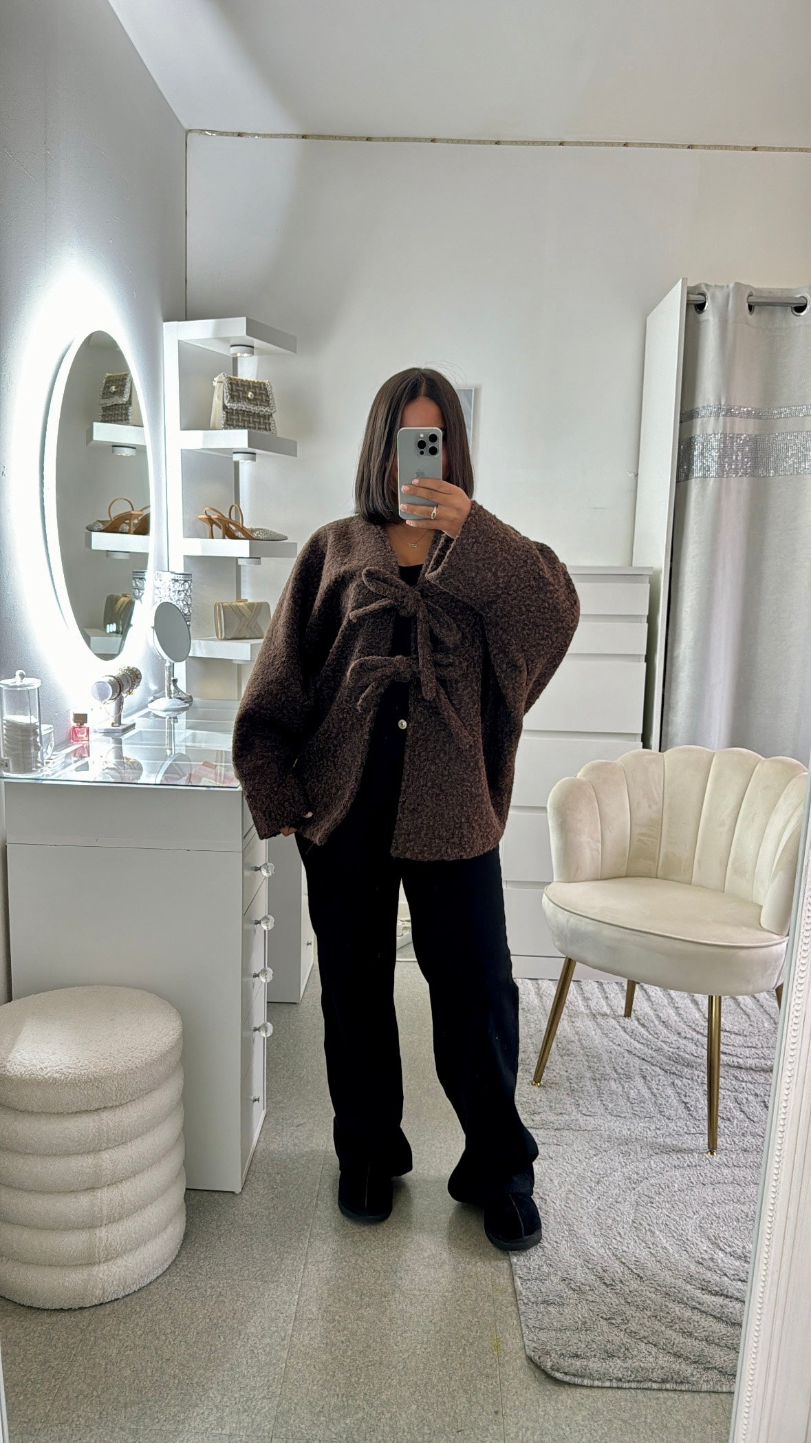 Gros gilet à noeud marron