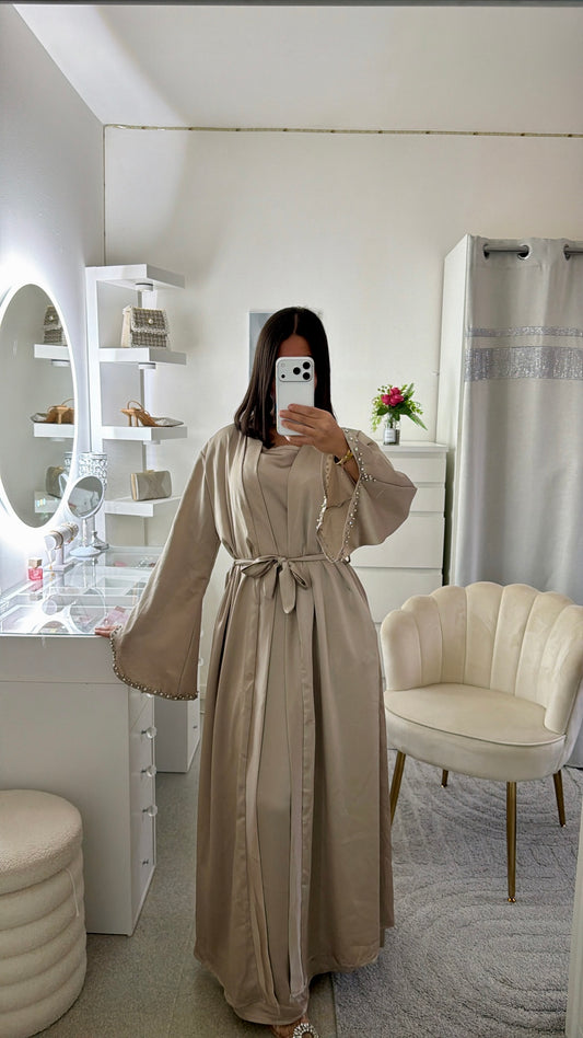 Abaya kimono Hajar taupe