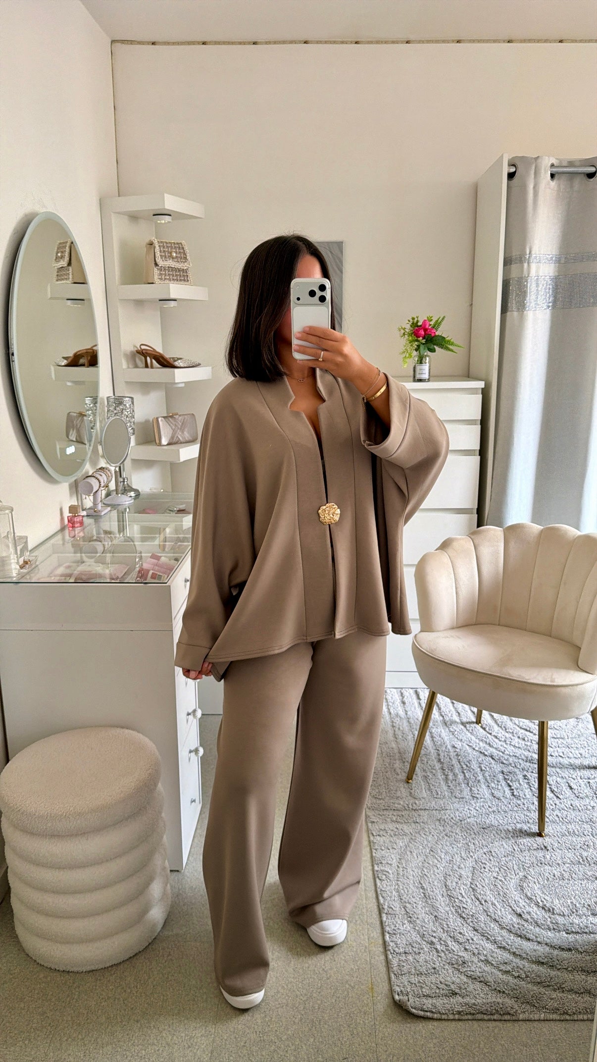 Ensemble amany version manches longues taupe