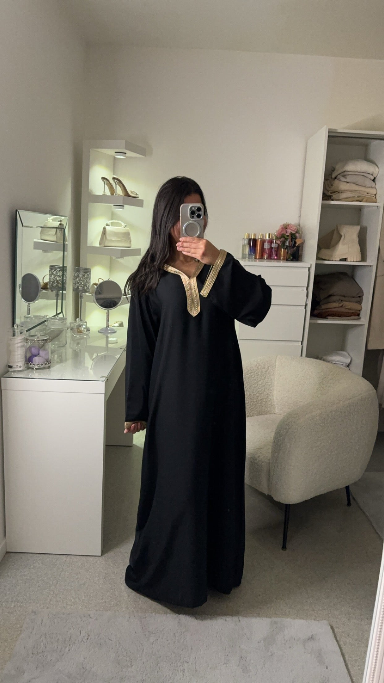 Abaya avec capuche noir