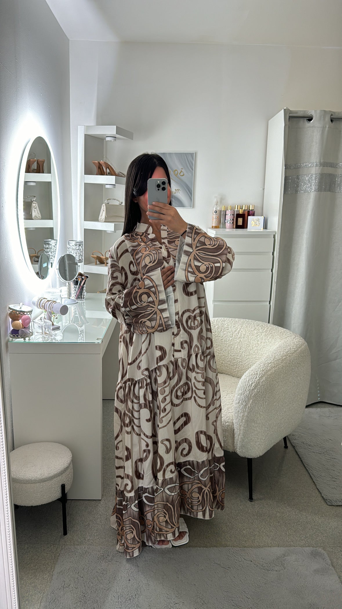 Robe longue à imprimer marron