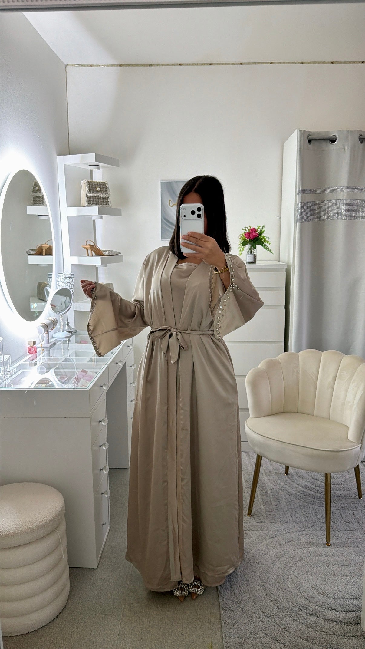 Abaya kimono Hajar taupe