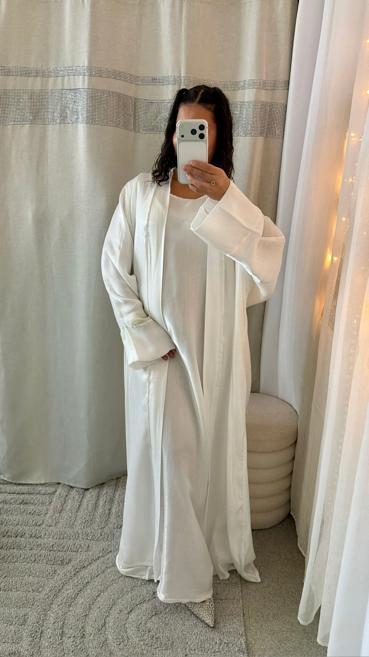 Abaya satinée Mariame blanc