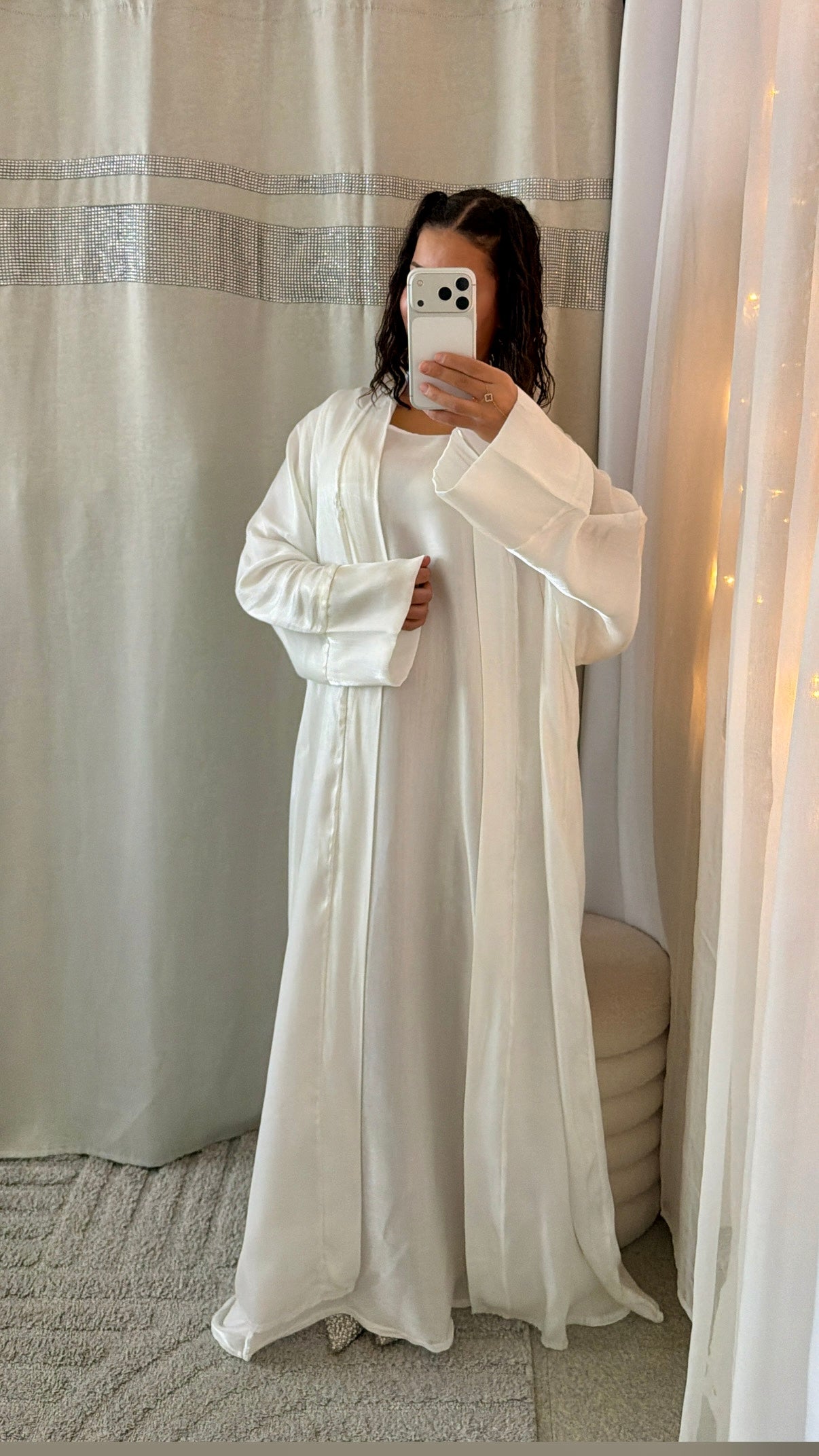 Abaya satinée Mariame blanc