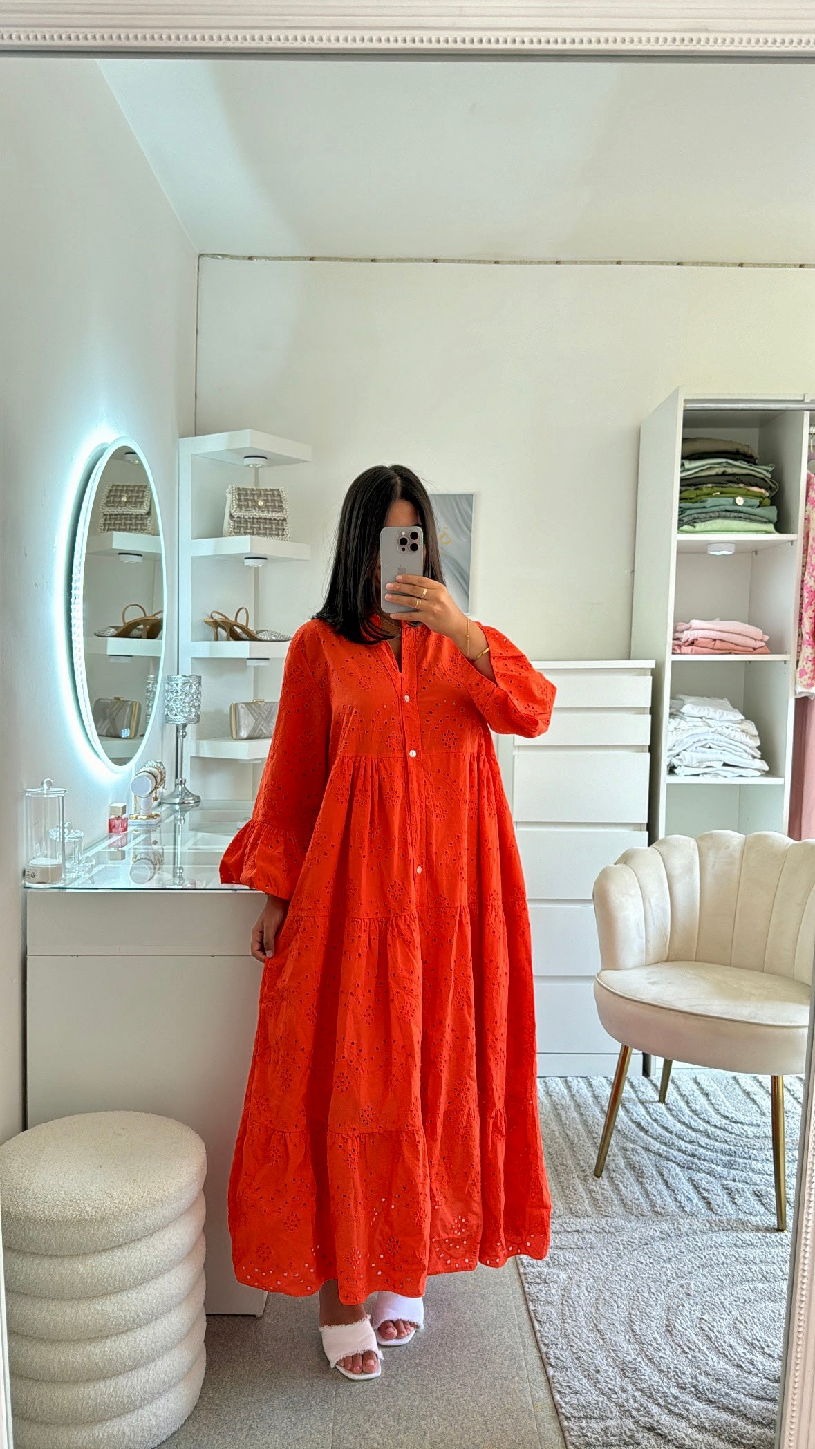 Robe broderie orange