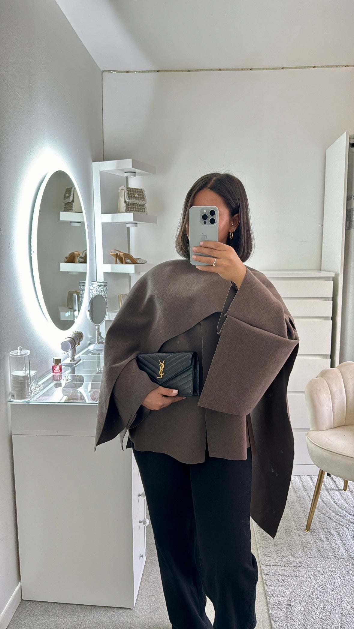 Veste avec écharpe intégré marron